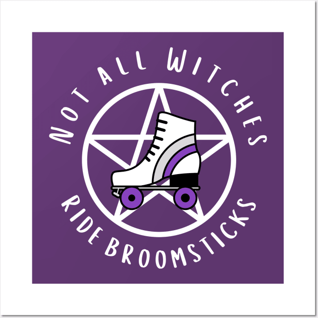 Not all Witches Ride Broomsticks Purple Stripe Roller Skate Cheeky Witch® Wall Art by Cheeky Witch